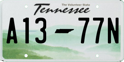 TN license plate A1377N