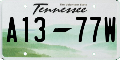 TN license plate A1377W