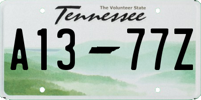 TN license plate A1377Z