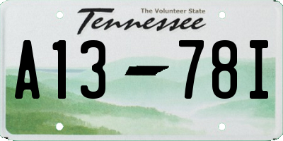 TN license plate A1378I