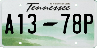 TN license plate A1378P