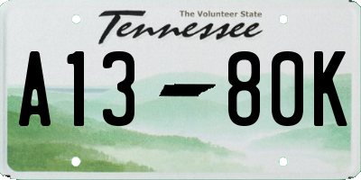 TN license plate A1380K