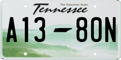 TN license plate A1380N
