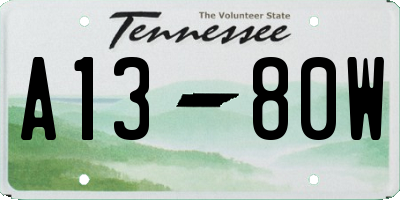 TN license plate A1380W