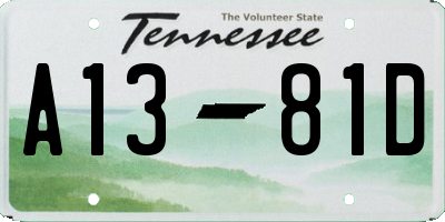 TN license plate A1381D