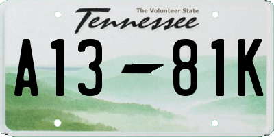 TN license plate A1381K