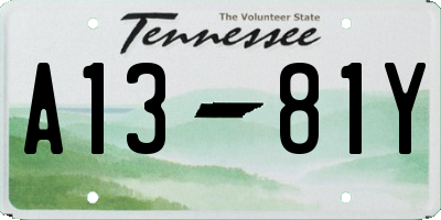 TN license plate A1381Y