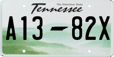 TN license plate A1382X