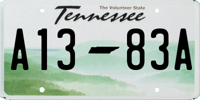 TN license plate A1383A
