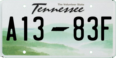 TN license plate A1383F