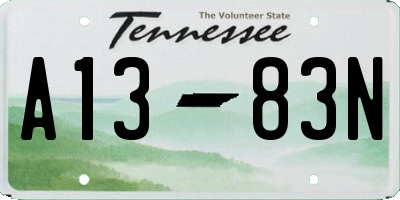 TN license plate A1383N