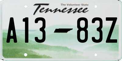 TN license plate A1383Z