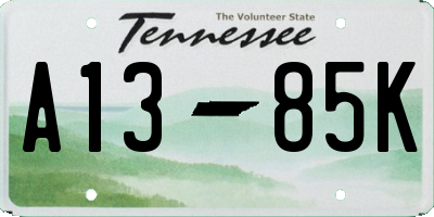 TN license plate A1385K