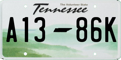 TN license plate A1386K