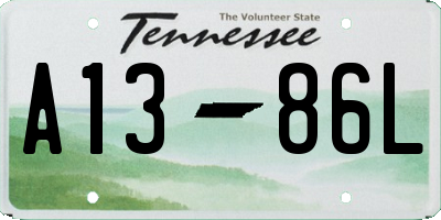 TN license plate A1386L