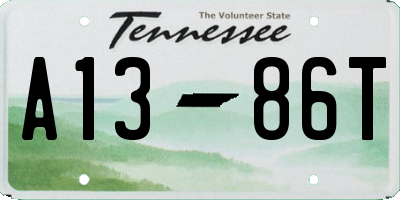 TN license plate A1386T