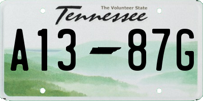 TN license plate A1387G