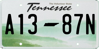 TN license plate A1387N