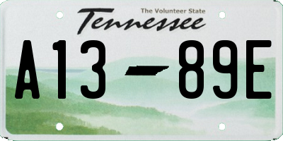 TN license plate A1389E