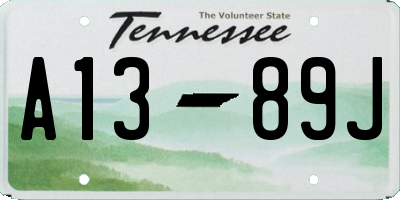 TN license plate A1389J