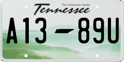 TN license plate A1389U