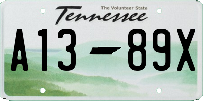 TN license plate A1389X
