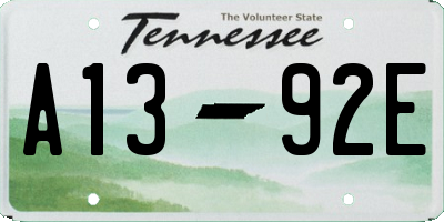 TN license plate A1392E