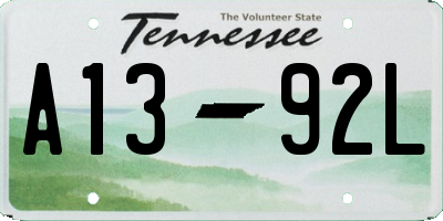 TN license plate A1392L