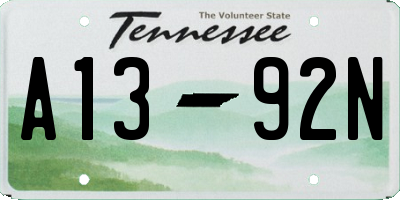 TN license plate A1392N