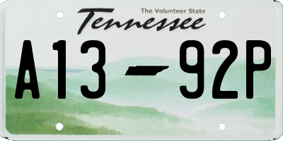 TN license plate A1392P