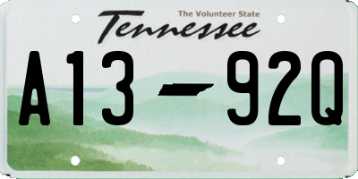 TN license plate A1392Q