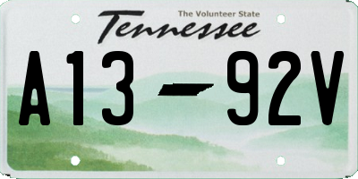 TN license plate A1392V
