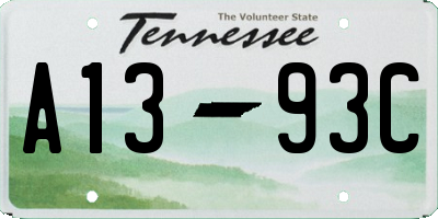TN license plate A1393C