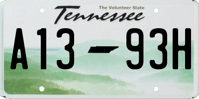 TN license plate A1393H