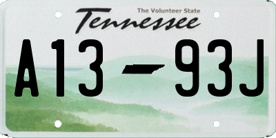TN license plate A1393J
