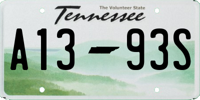TN license plate A1393S