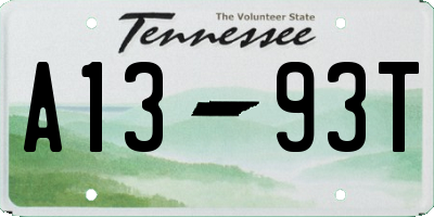 TN license plate A1393T