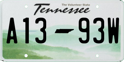 TN license plate A1393W