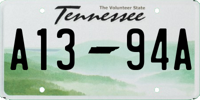TN license plate A1394A