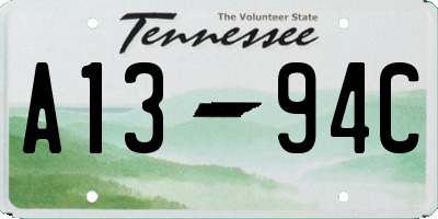 TN license plate A1394C