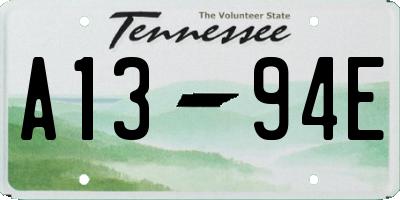 TN license plate A1394E