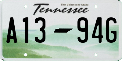 TN license plate A1394G