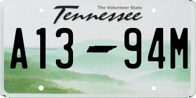 TN license plate A1394M