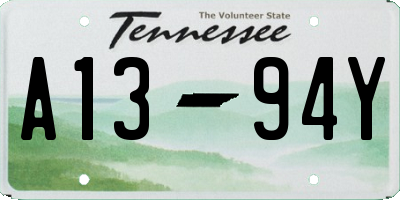 TN license plate A1394Y