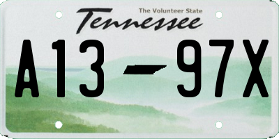 TN license plate A1397X