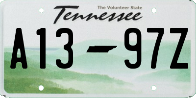 TN license plate A1397Z