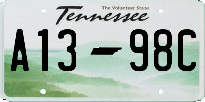 TN license plate A1398C