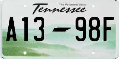 TN license plate A1398F