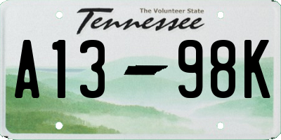 TN license plate A1398K