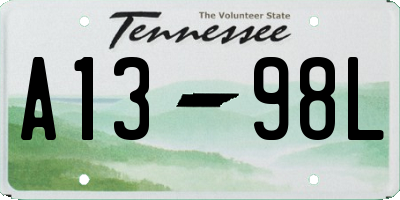 TN license plate A1398L